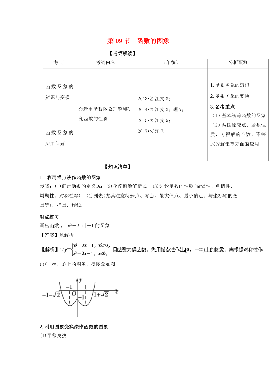 「优质」高考数学总复习(讲+练+测)-专题2.9-函数的图象(讲).doc_第1页