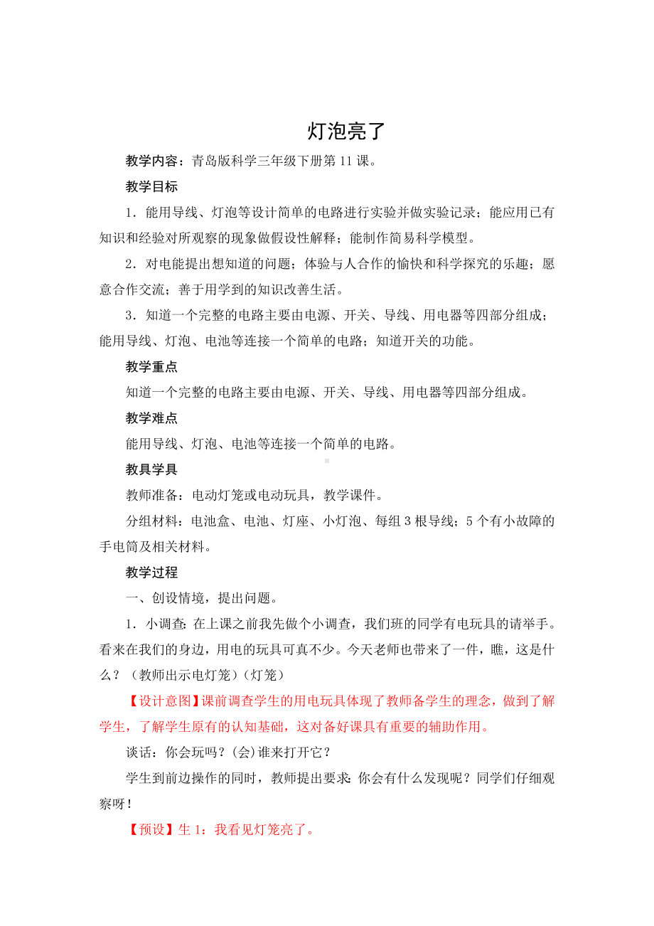 《灯泡亮了》优秀教案.doc_第1页