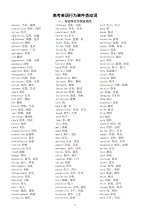 高中英语高考行为事件类动词汇总（共三大类）.doc