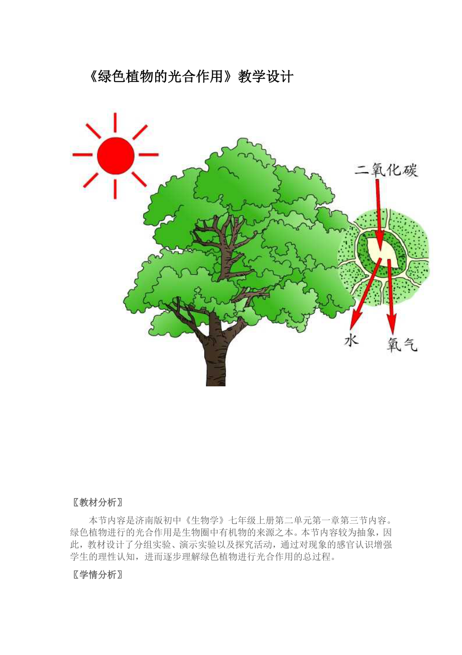 《绿色植物的光合作用》教学设计-公开课教案.doc_第1页