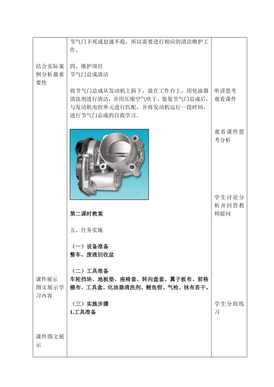 《节气门体的检查与维护》优质课教案.doc_第2页