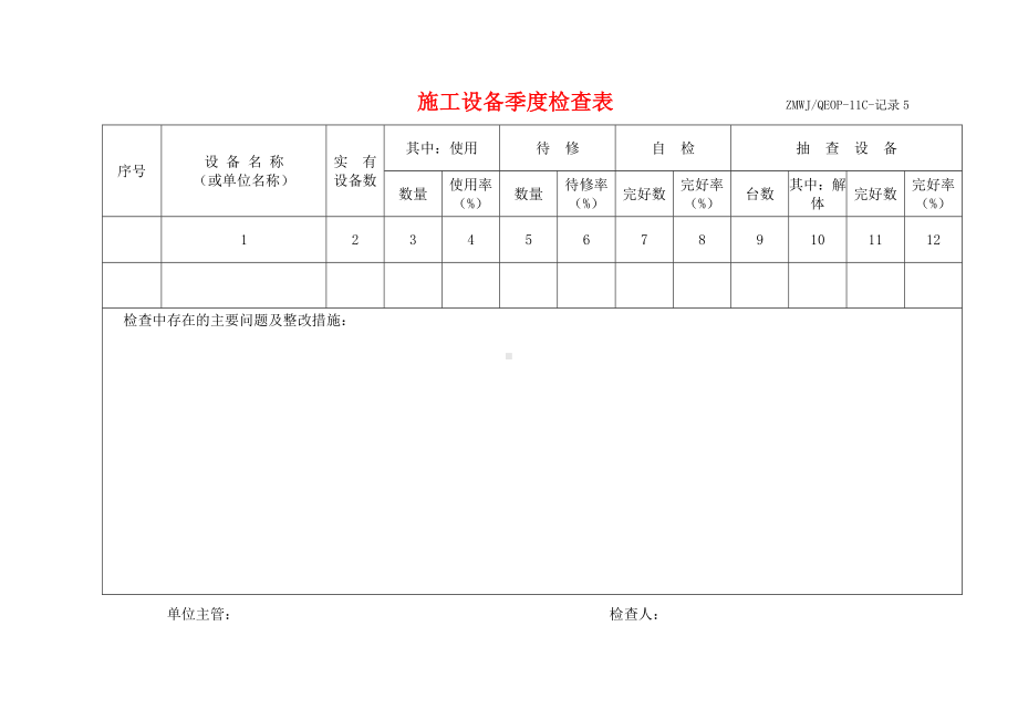 施工设备季度检查表参考模板范本.doc_第1页