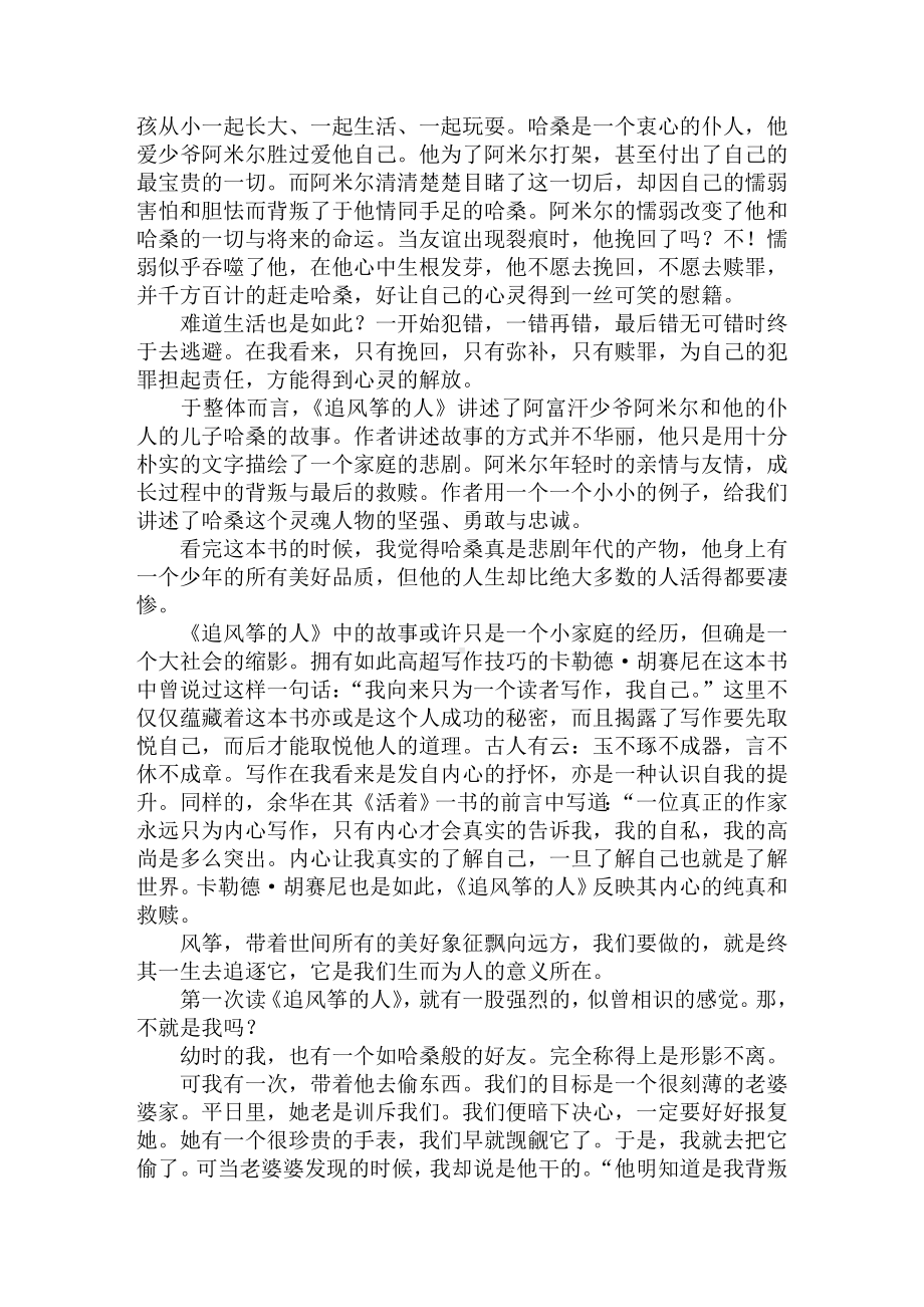 《追风筝的人》读书心得范文(通用范文).doc_第2页