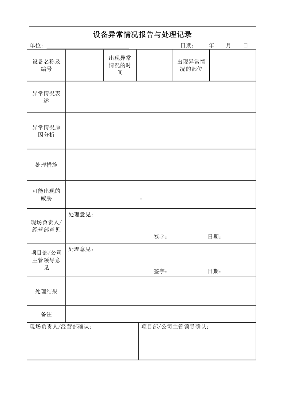 设备异常情况报告记录（制本）参考模板范本.doc_第1页