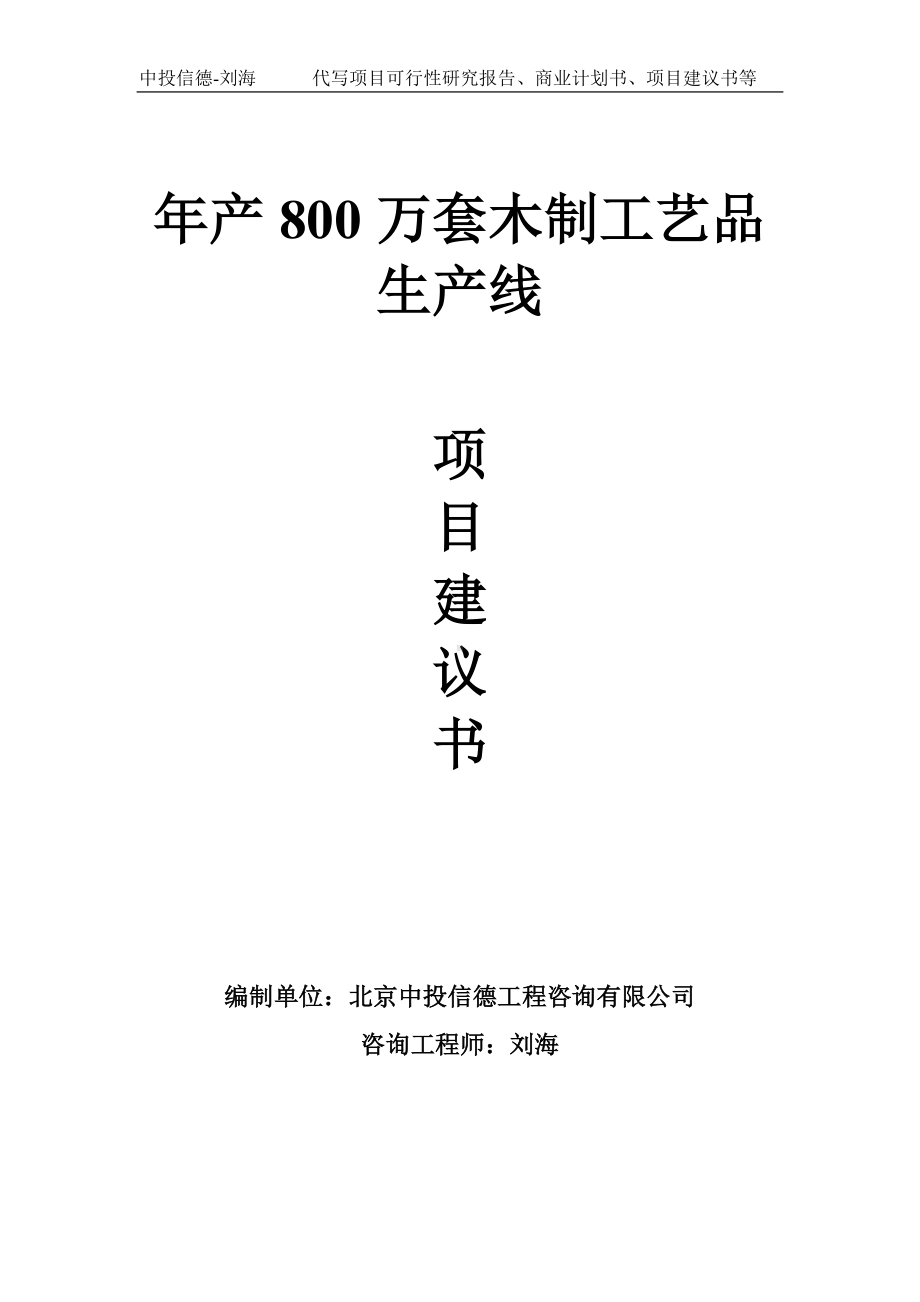 年产800万套木制工艺品生产线项目建议书-写作模板.doc_第1页