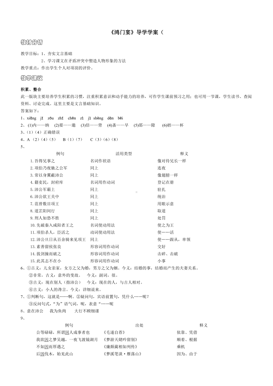 《鸿门宴》导学学案(教师版)..doc_第1页