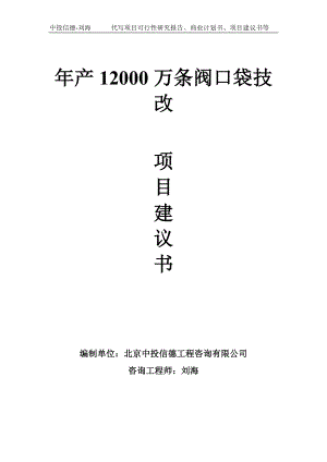 年产12000万条阀口袋技改项目建议书-写作模板.doc