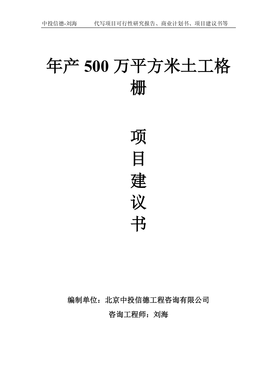 年产500万平方米土工格栅项目建议书-写作模板.doc_第1页