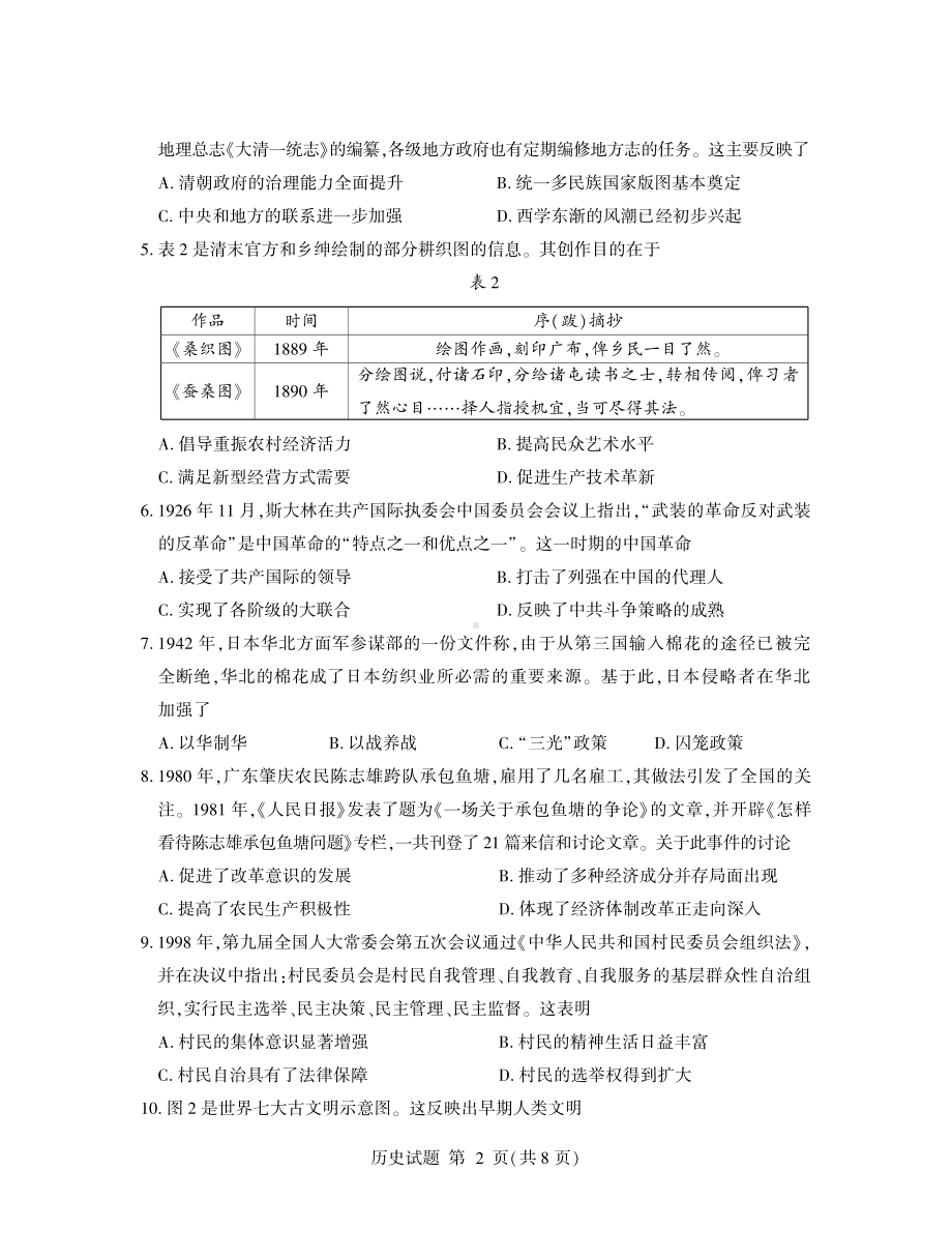 山东省临沂市2023届高三下学期5月二模历史试卷+答案.pdf_第2页