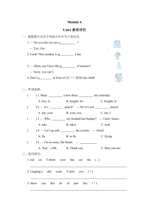 Module 4 Unit 1 素质评价-五年级英语外研版上册.doc