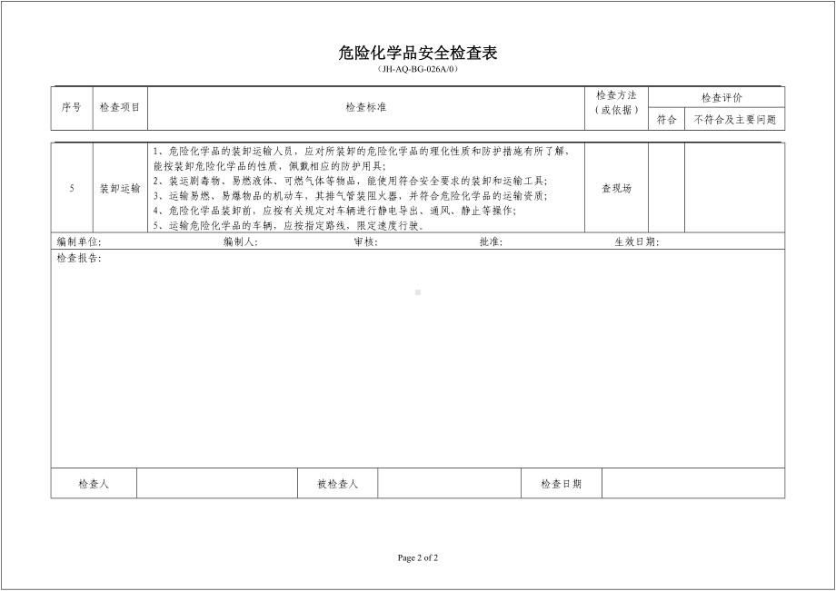 危化企业危险化学品安全检查表参考模板范本.doc_第2页