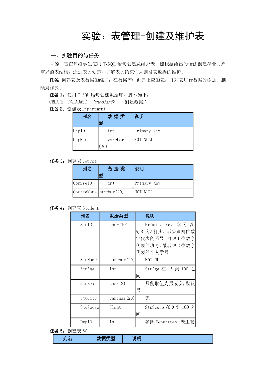 《数据库》实验2-创建及维护表.doc_第1页