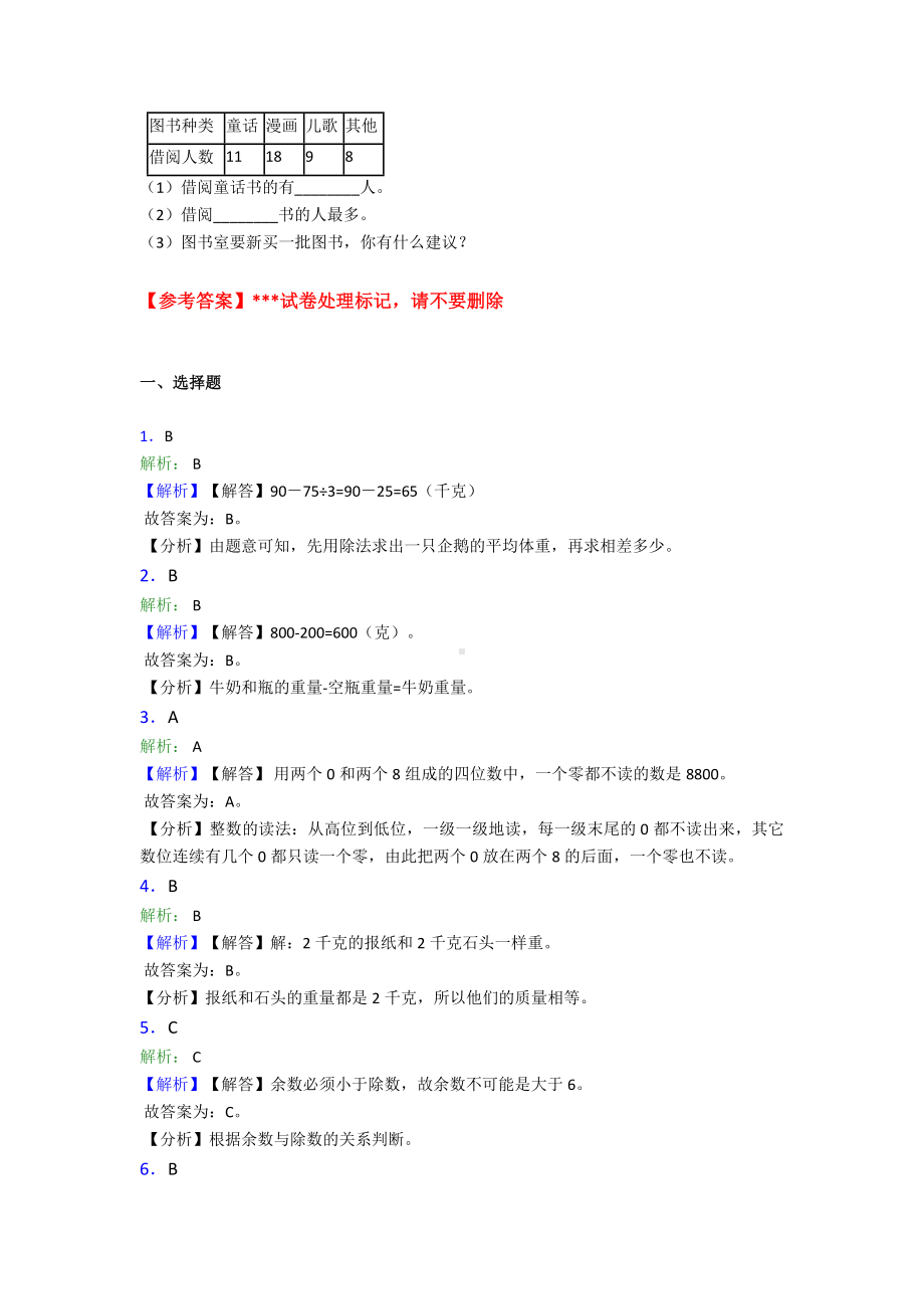 （压轴卷）小学二年级数学下期末试卷及答案.doc_第3页