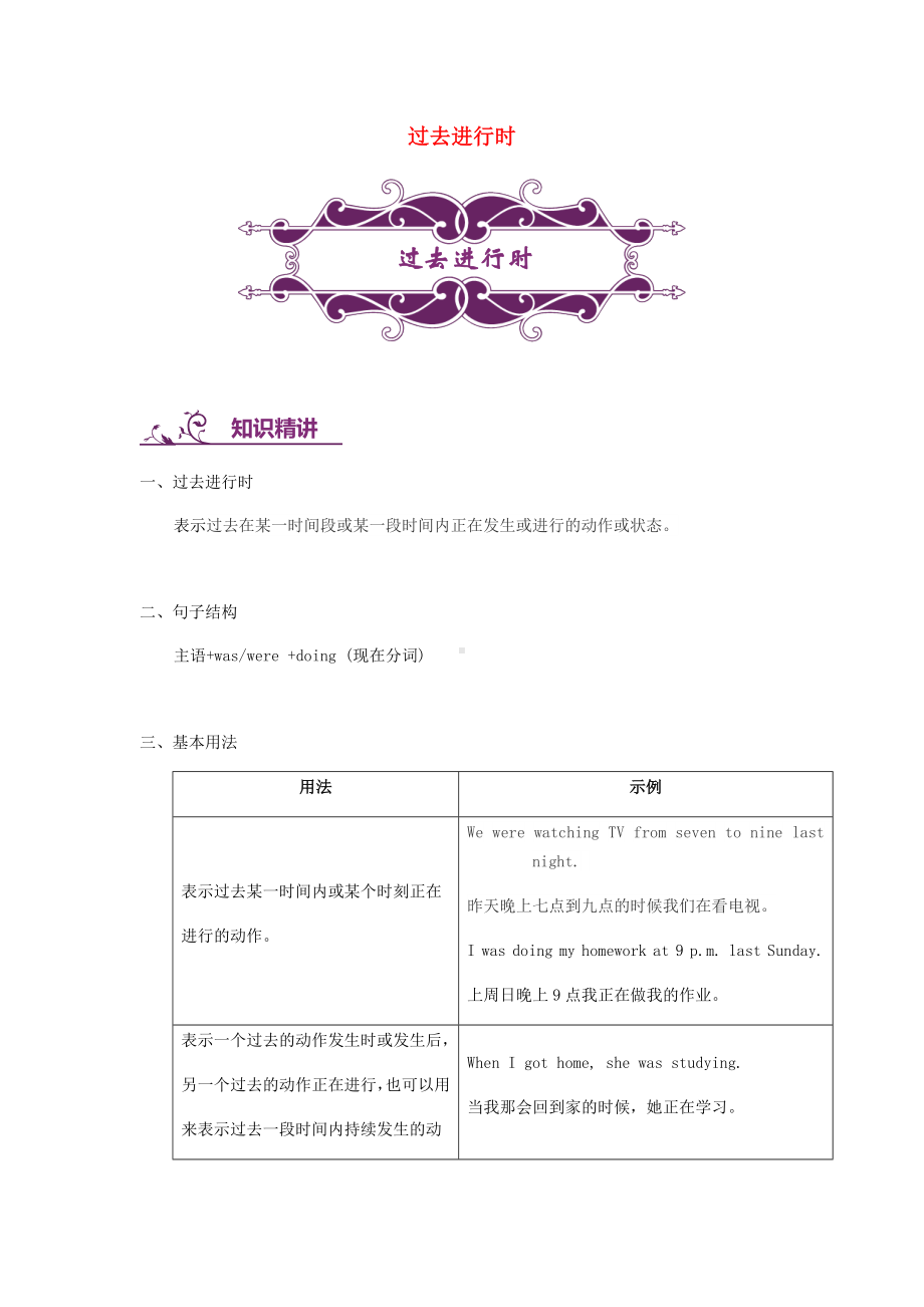 （中小学资料）中考英语专题讲练-过去进行时(含解析).doc_第1页