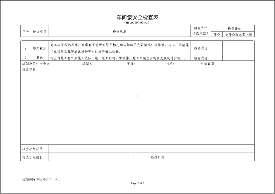 危化企业车间级安全检查表参考模板范本.doc_第2页