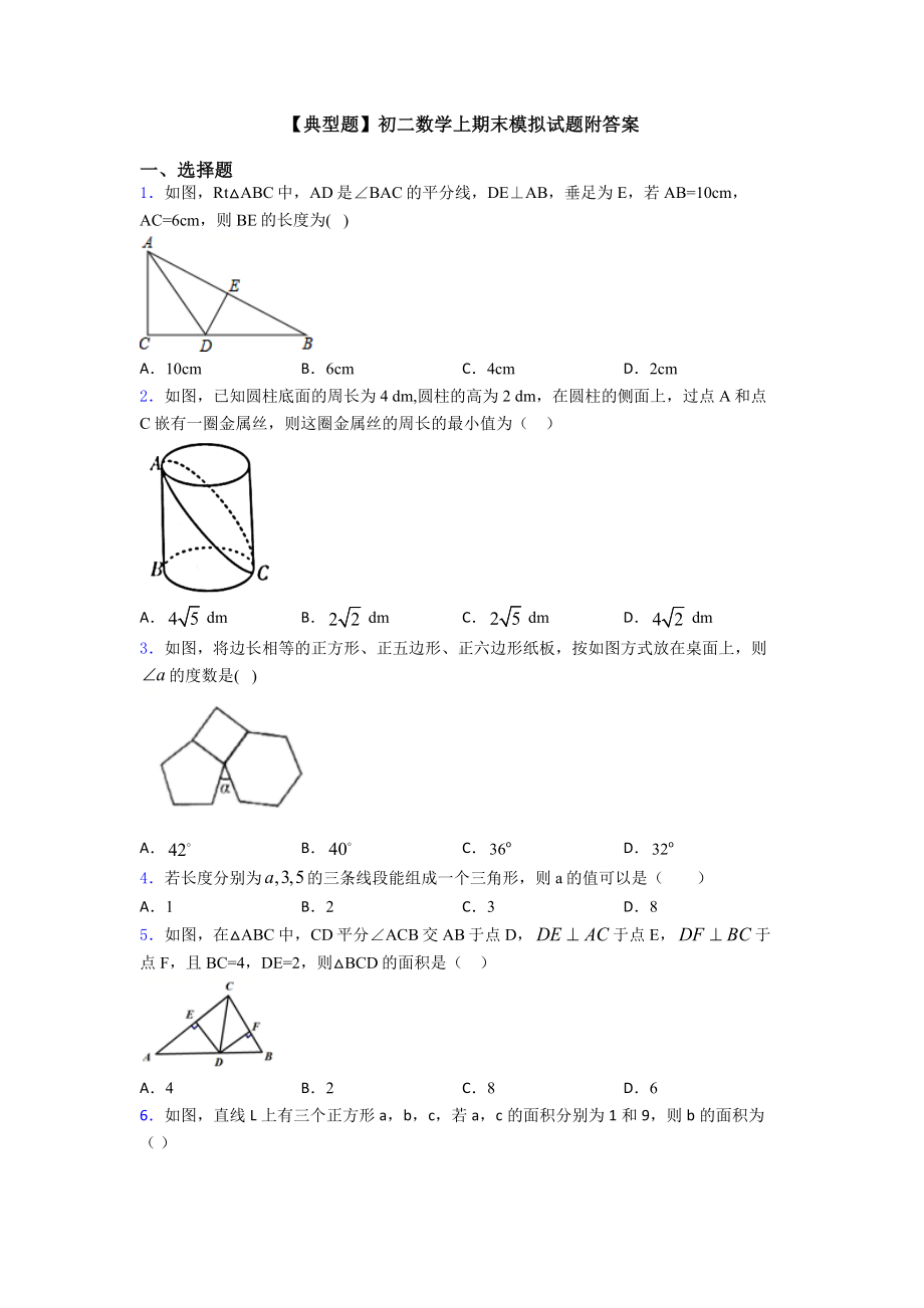 （典型题）初二数学上期末模拟试题附答案.doc_第1页