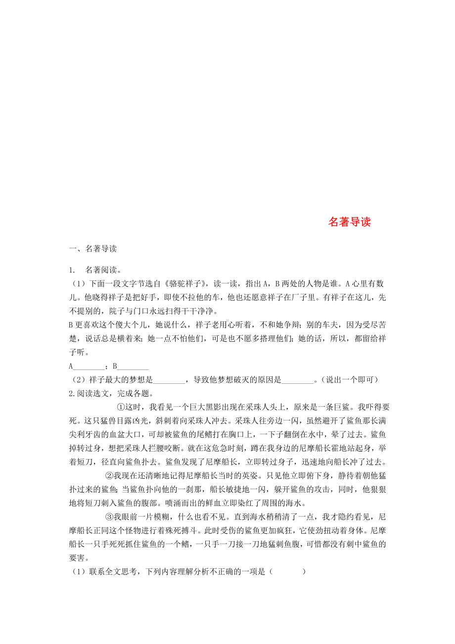 （中小学资料）中考语文-名著导读专题练习.doc_第1页