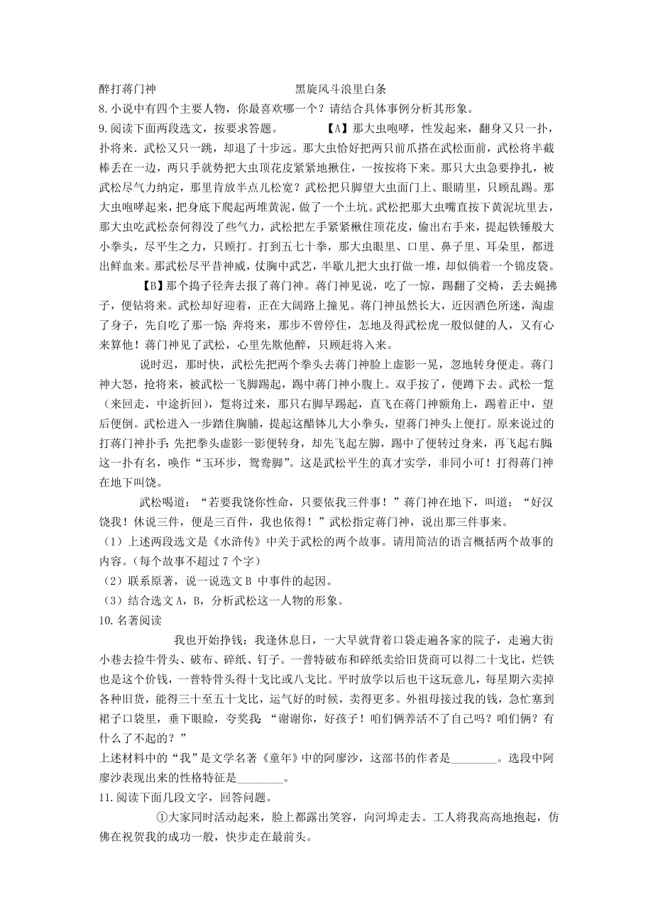 （中小学资料）中考语文-名著导读专题练习.doc_第3页