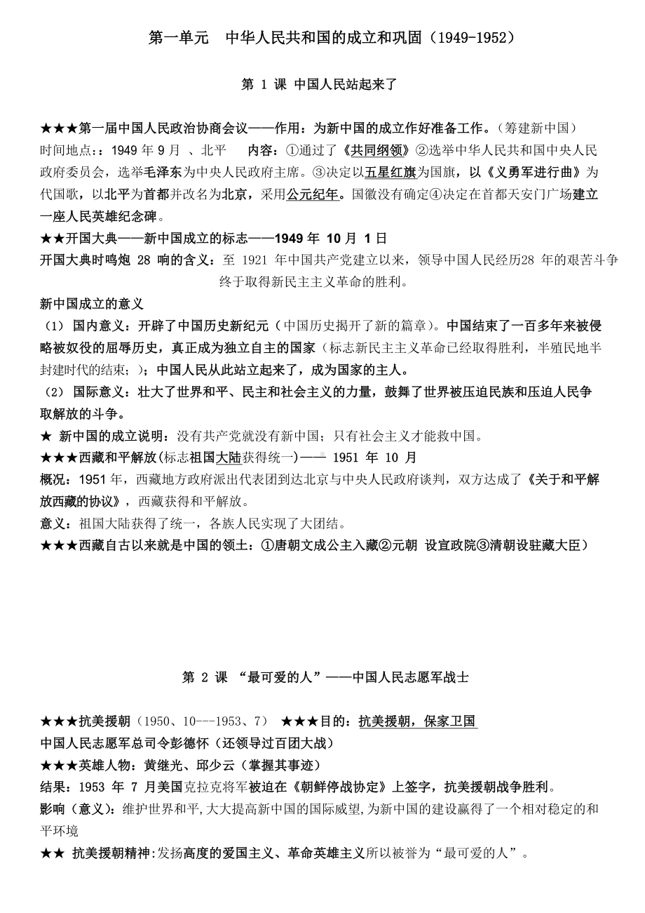 八年级下册历史主要知识点归纳整理.docx_第1页