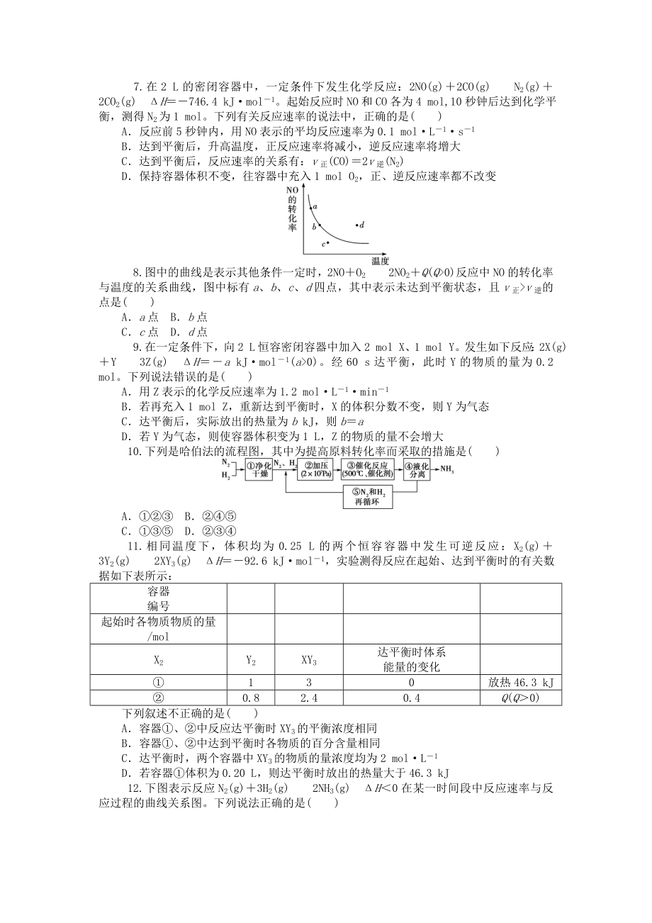 （学海导航）(新课标)高考化学一轮总复习-第7章-化学反应速率和化学平衡章末检测卷.doc_第2页