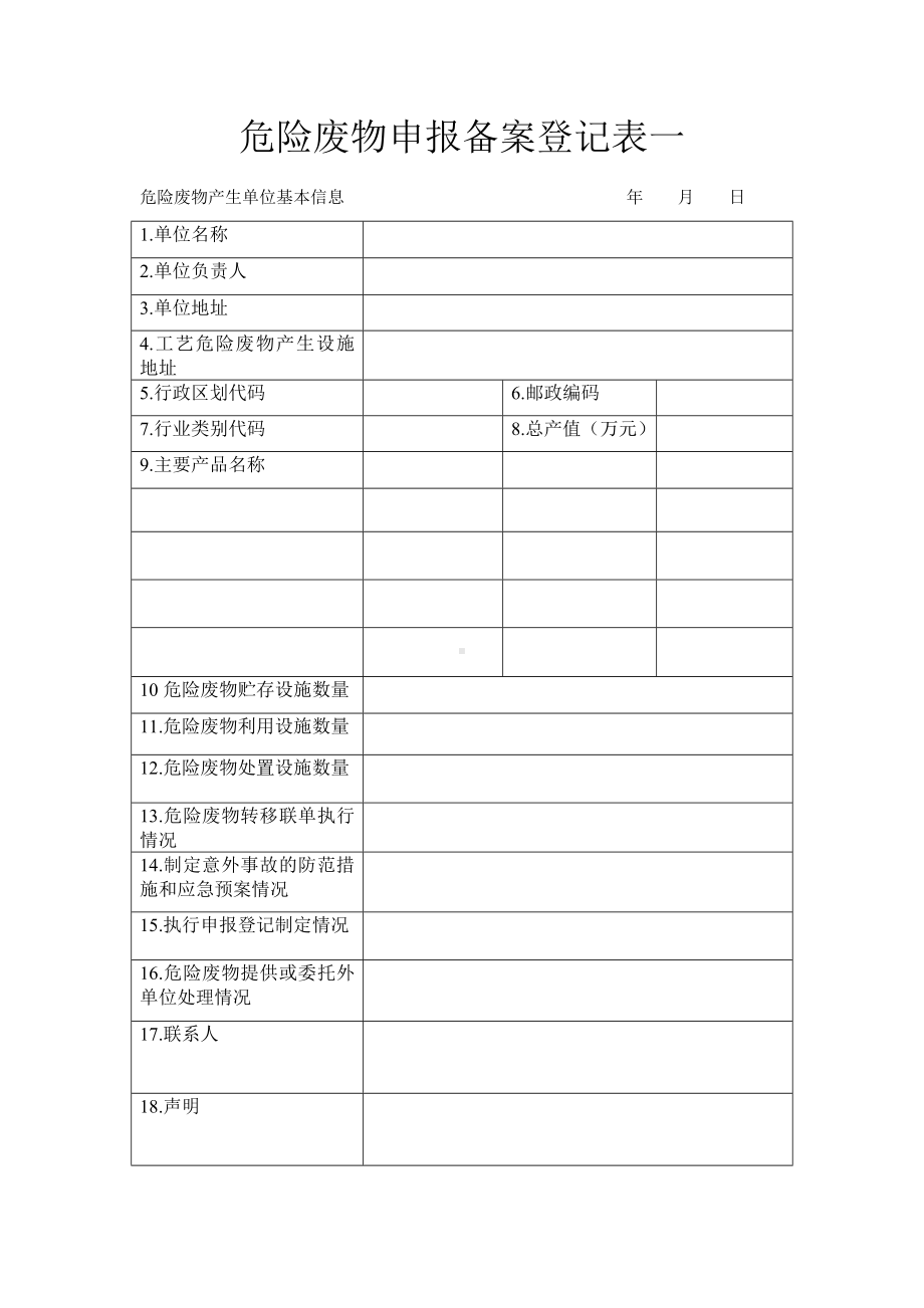 危险废物申报备案登记表1参考模板范本.doc_第1页