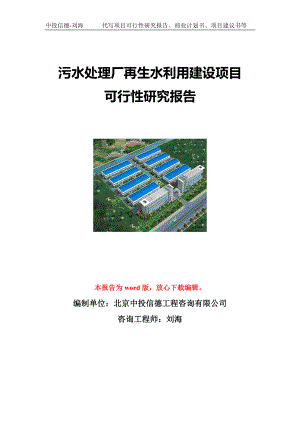 污水处理厂再生水利用建设项目可行性研究报告写作模板立项备案文件.doc