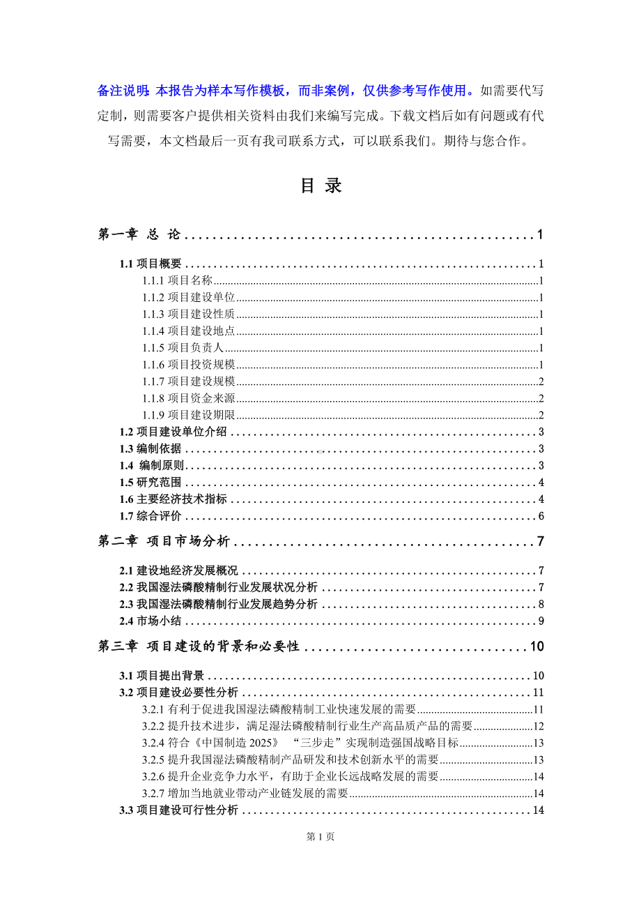 湿法磷酸精制项目可行性研究报告写作模板立项备案文件.doc_第2页