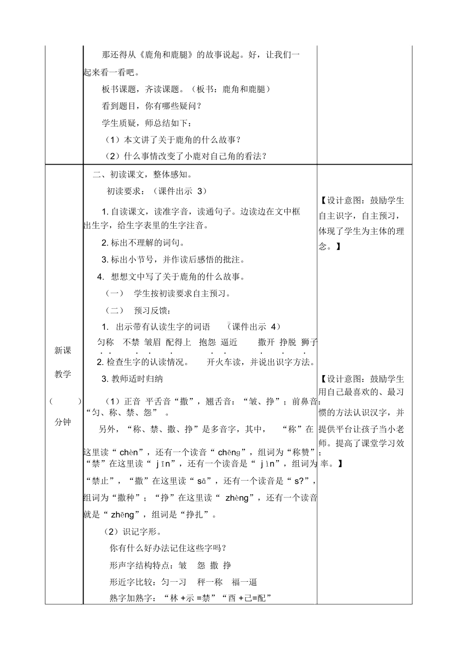 （）部编人教版三年级语文下册第7课《鹿角和鹿腿》教案及课后作业设计.doc_第2页