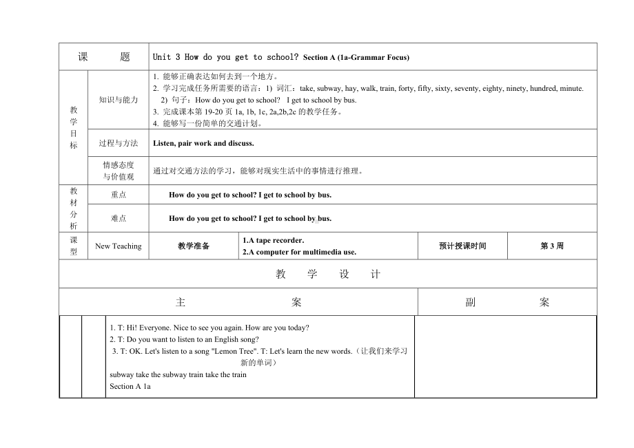 （人教版新目标）初一七年级英语下册《Unit-3》单元教案.doc_第2页