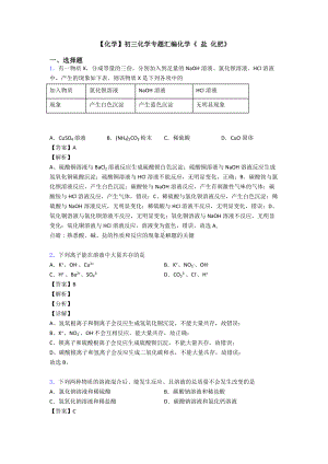 （化学）初三化学专题汇编化学《-盐-化肥》.doc