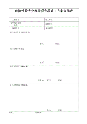 危险性较大分部分项专项施工方案审批表参考模板范本.doc