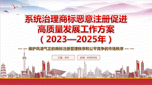 学习2023《系统治理商标恶意注册促进高质量发展工作方案（2023—2025年）》重点内容PPT课件（带内容）.pptx