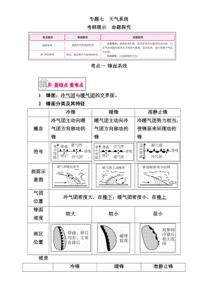 （学霸优课）高考二轮：7.1《锋面系统》教学案(含答案).doc