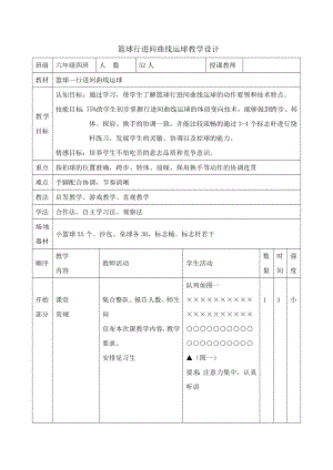 （体育教案）六年级体育教案教案-篮球行进间曲线运球--.doc