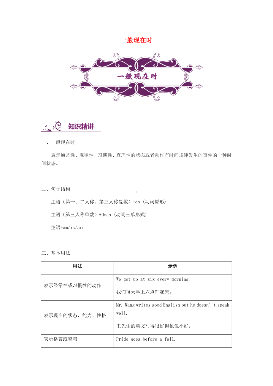 （中小学资料）中考英语专题讲练-一般现在时(含解析).doc_第1页