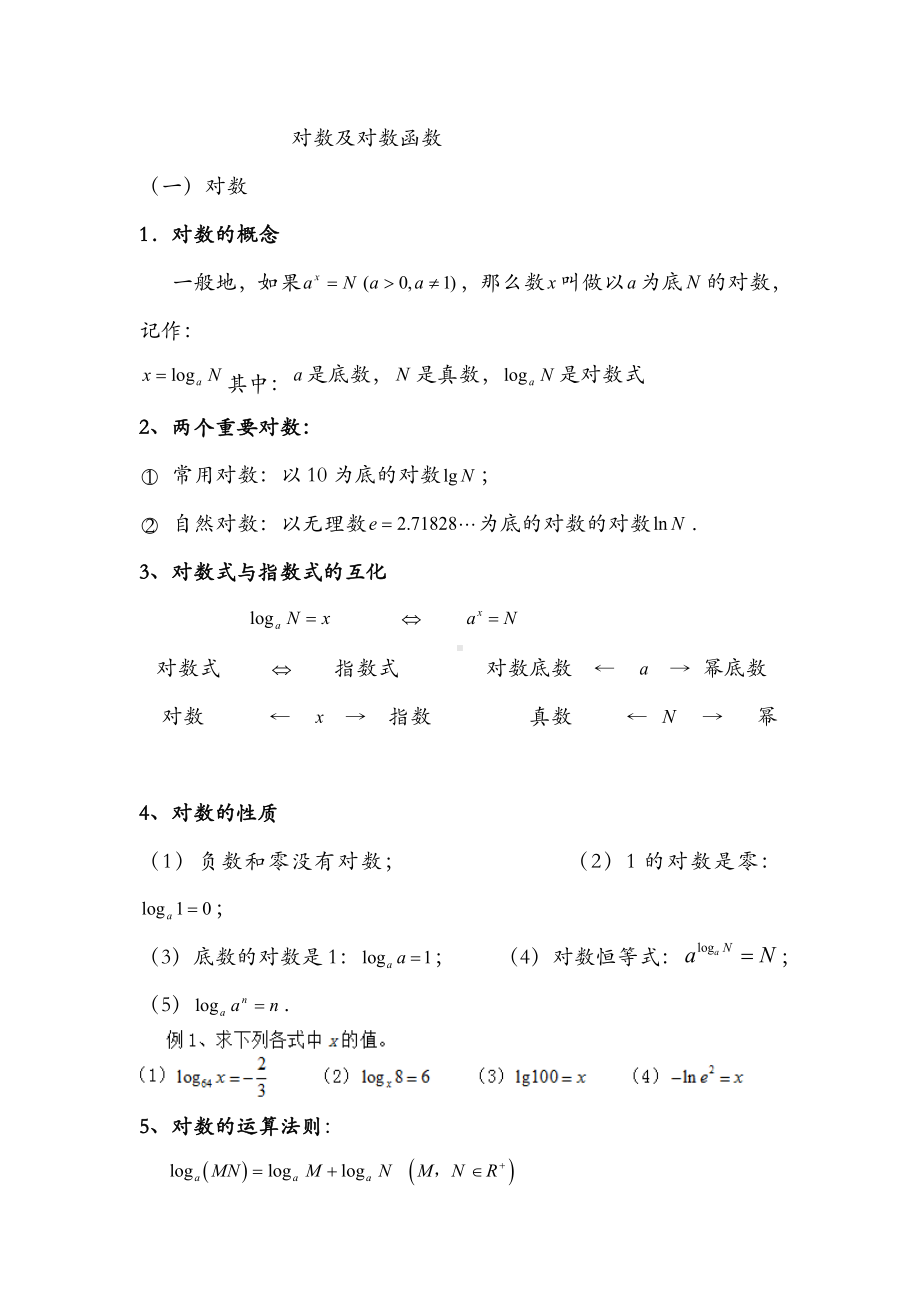 （归纳）对数及对数函数知识点及习题.doc_第1页