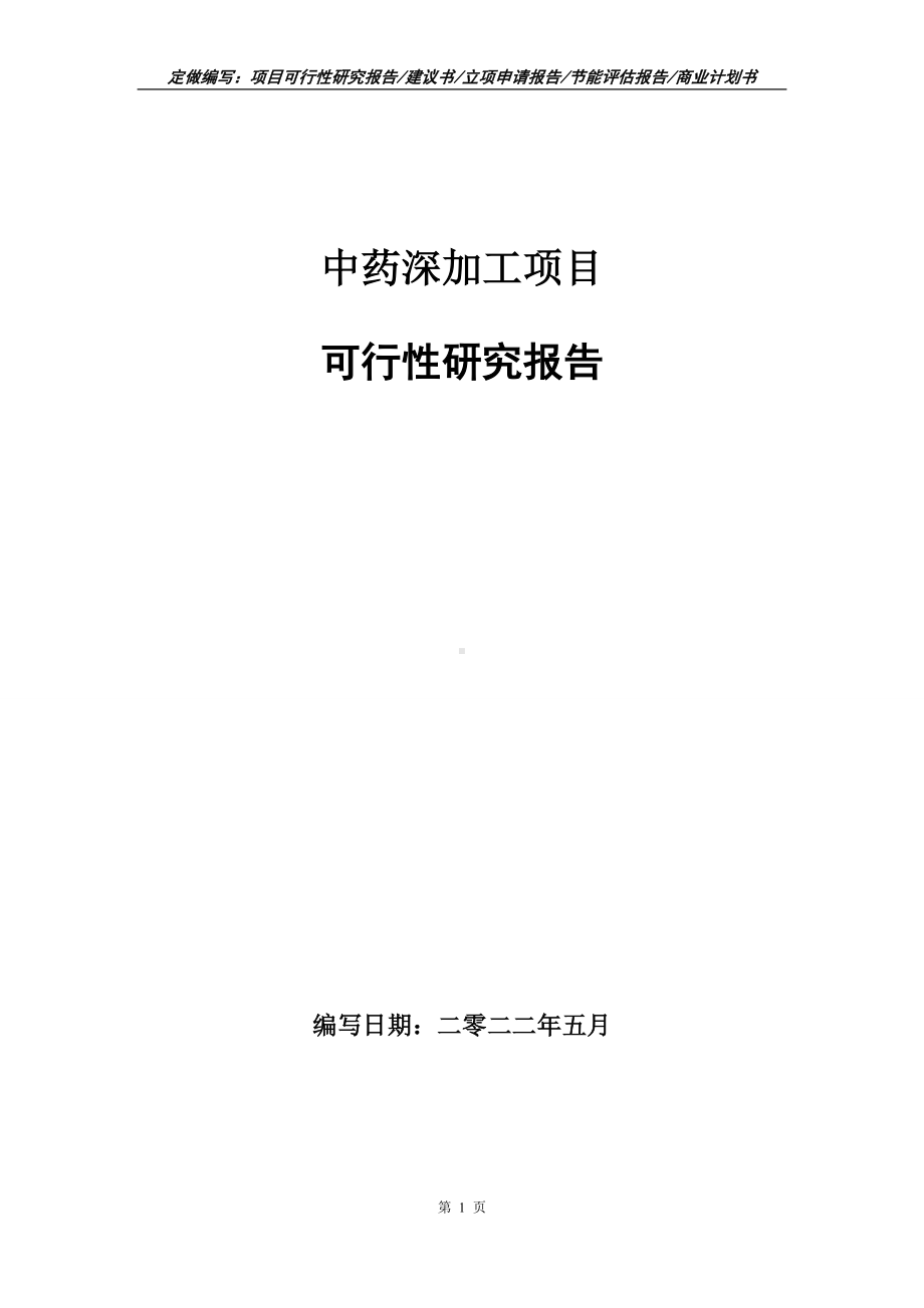 中药深加工项目可行性报告（写作模板）.doc_第1页