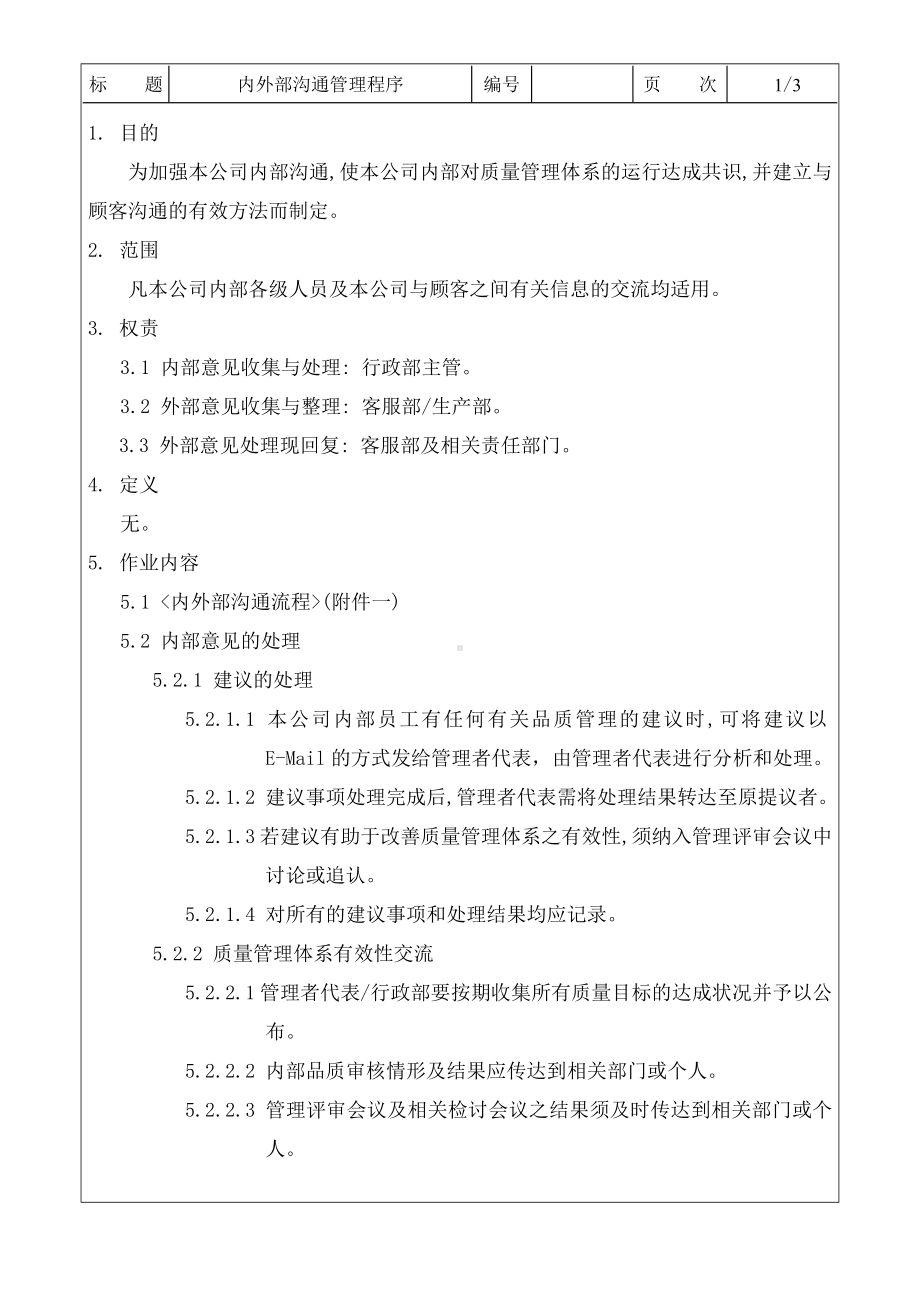 质量管理体系内外部沟通管理程序参考模板范本.doc_第1页