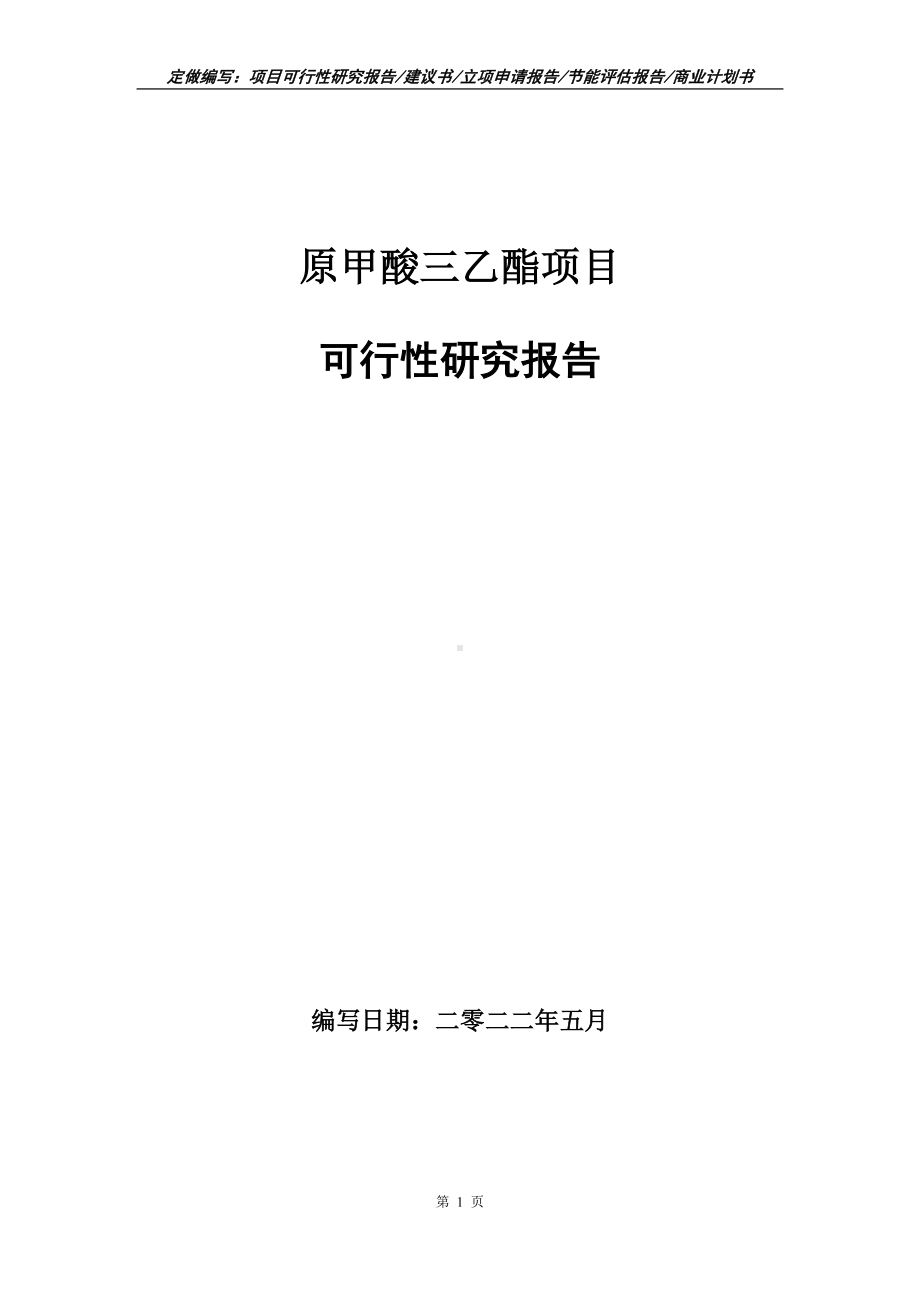 原甲酸三乙酯项目可行性报告（写作模板）.doc_第1页