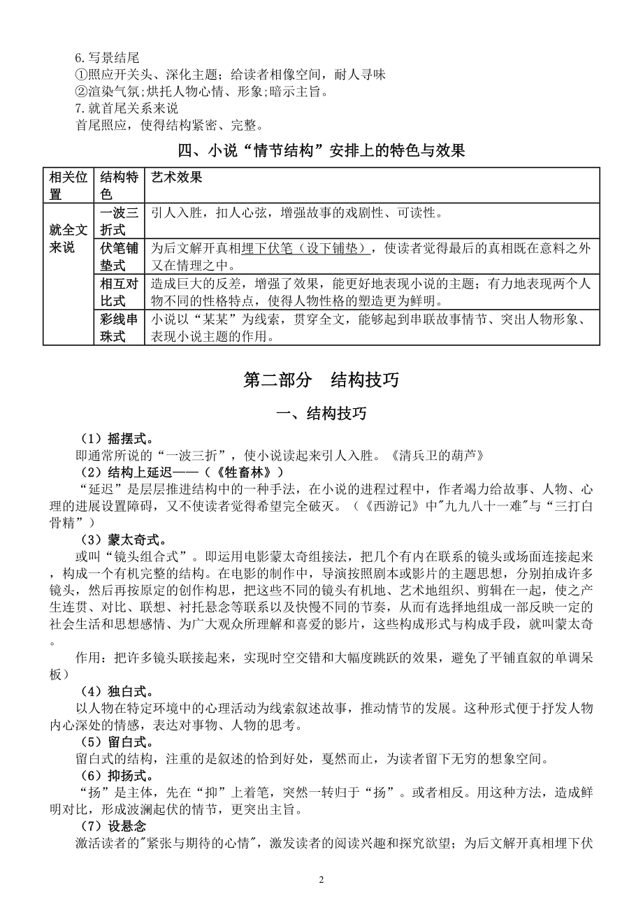 高中语文2023高考复习小说知识点讲解（ 情节知识+结构技巧）.doc_第2页