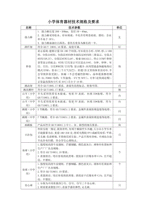 小学体育器材技术规格及要求参考模板范本.doc