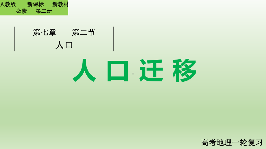 高考一轮复习ppt课件第一章 人口 第二节人口迁移-2023新人教版（2019）《高中地理》必修第二册.pptx_第1页