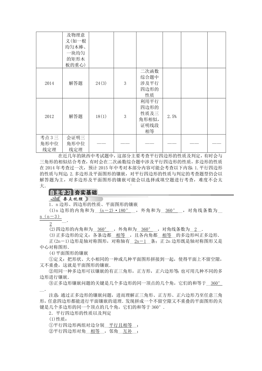 （聚焦中考）(陕西)中考数学总复习-第22讲-平行四边形(含多边形)教学案.doc_第2页