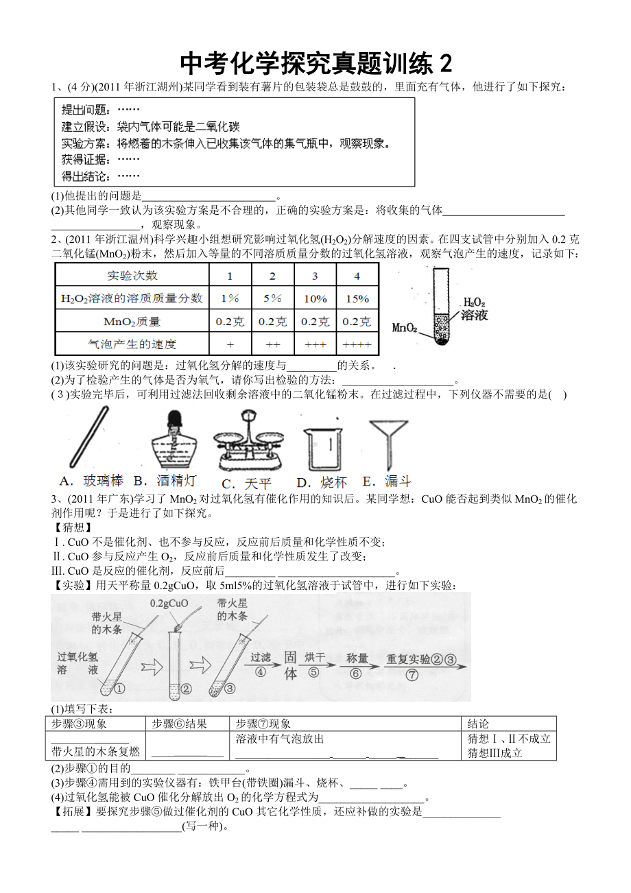 中考化学探究真题训练2.doc_第1页