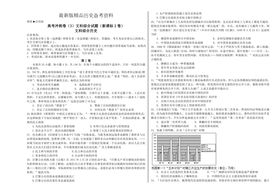 （最新）高考历史冲刺卷03(新课标Ⅱ卷).doc_第1页