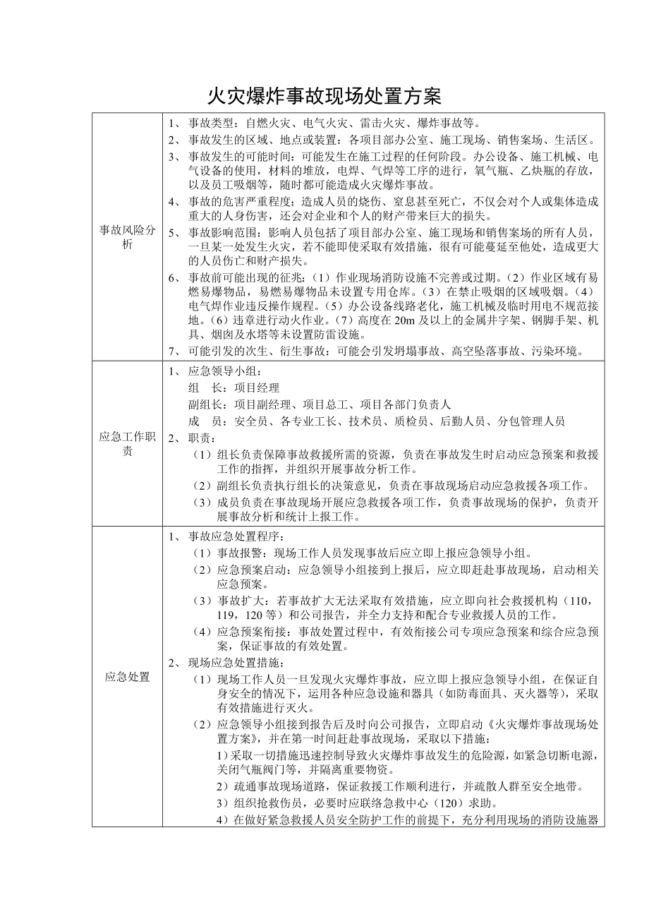 火灾爆炸事故现场处置方案参考模板范本.docx_第1页