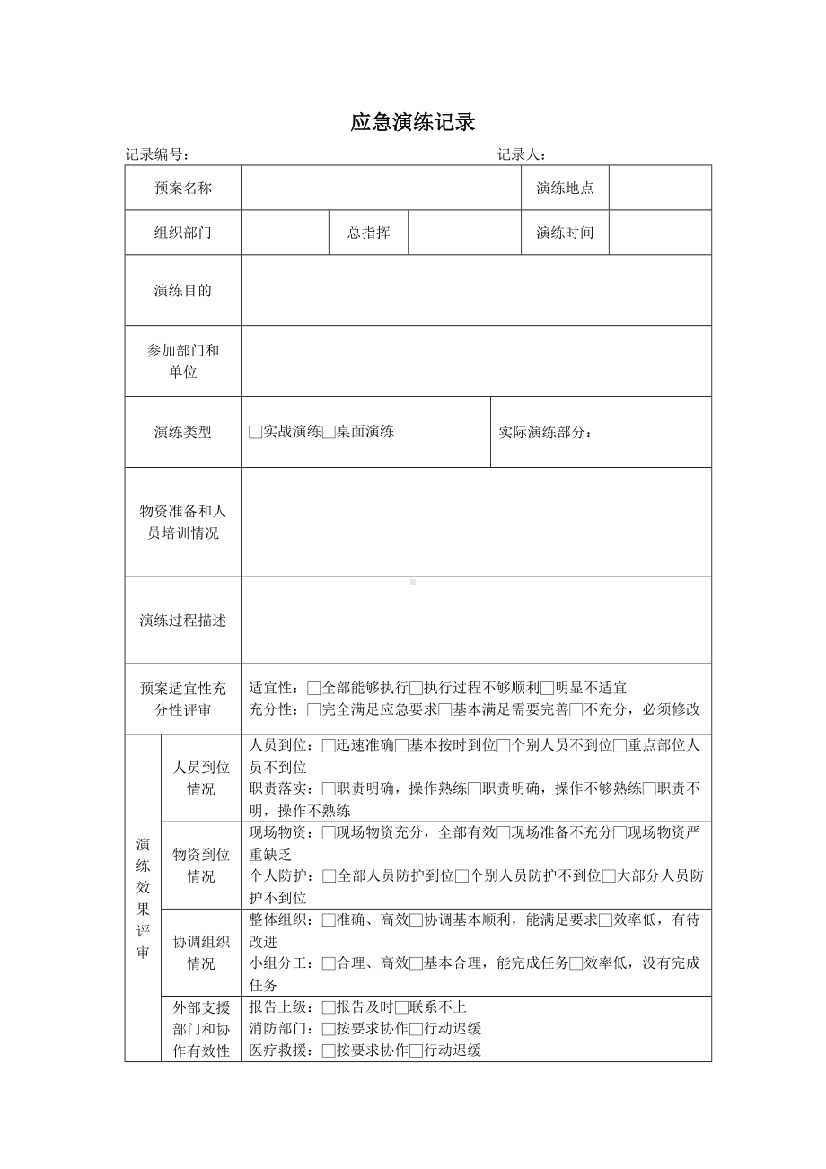 应急演练记录参考模板范本.doc_第1页