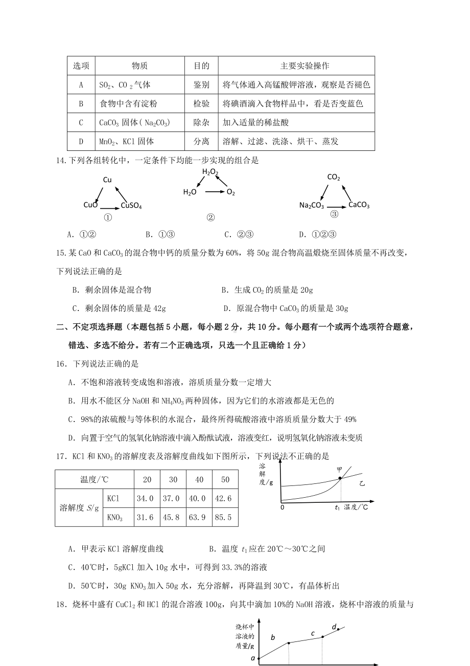 （新教材）江苏省镇江市初中化学试卷七.doc_第3页