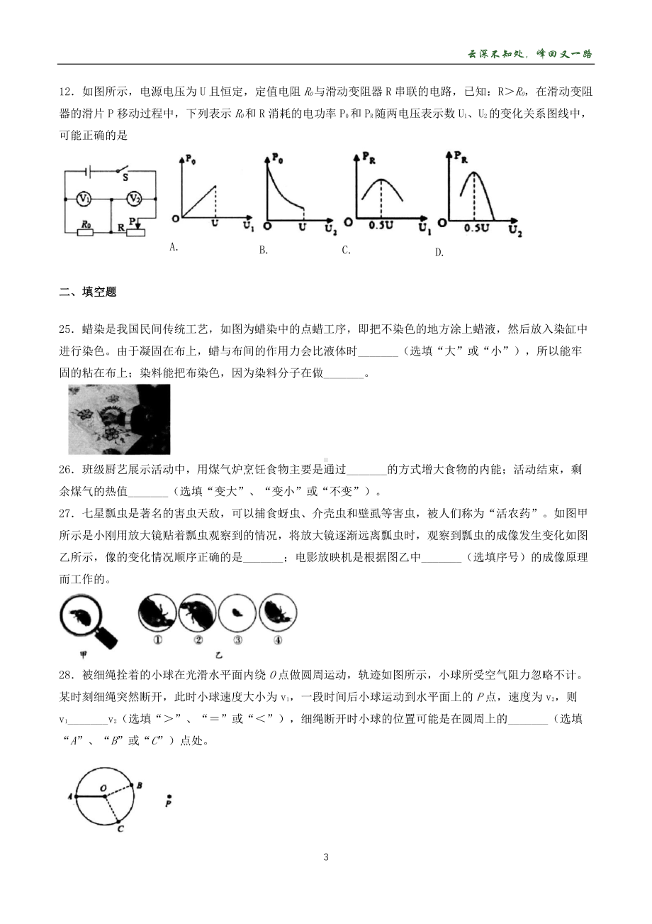 2023年湖北省襄阳市襄城区中考适应性考试物理试卷 - 副本.pdf_第3页