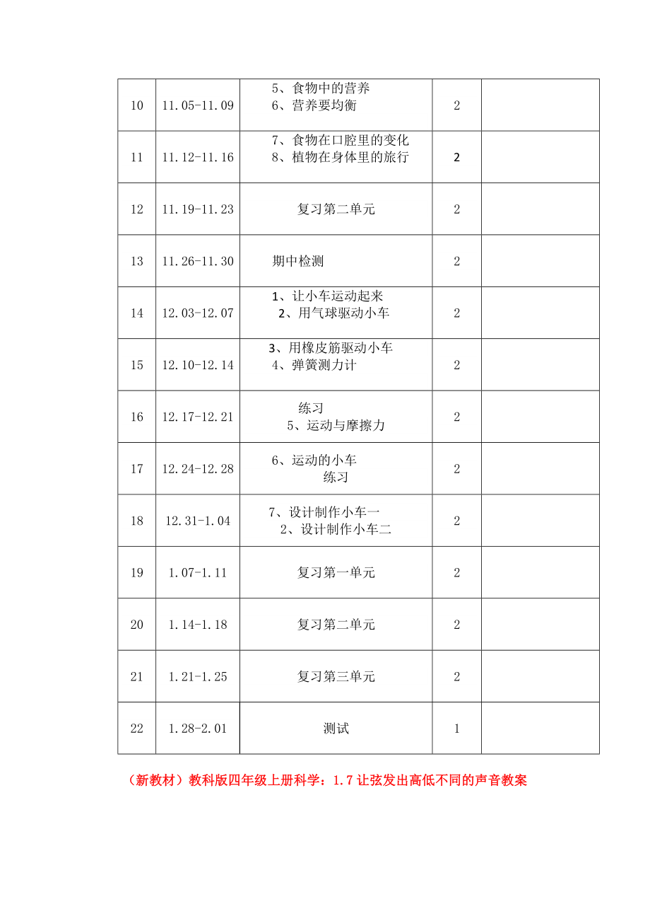 （新教材）-教科版-小学四年级科学上册：教学计划及进度表精品.doc_第3页